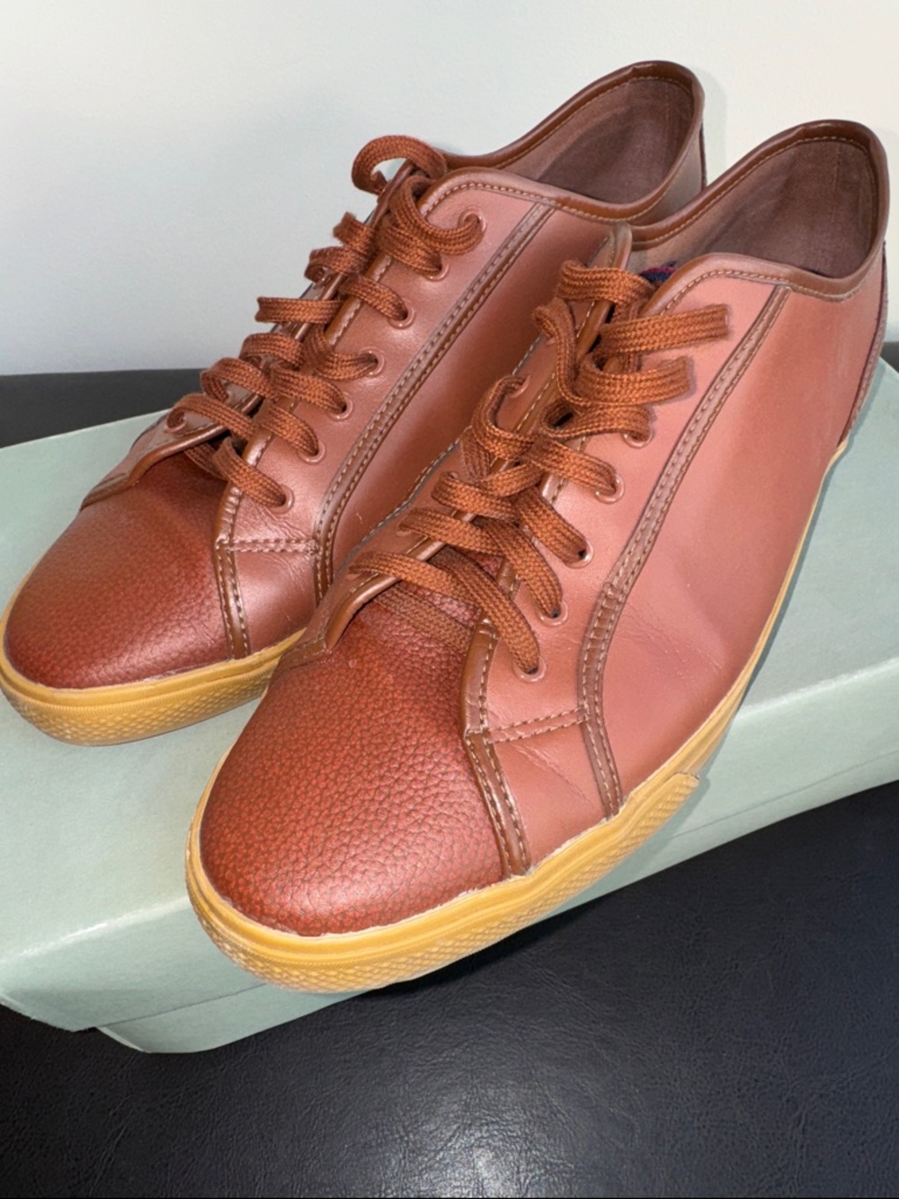 MAKE OFFER! Men's Ben Sherman Low-Top Leather Sneakers Shoes Brown Breckon 10US - Picture 5 of 12